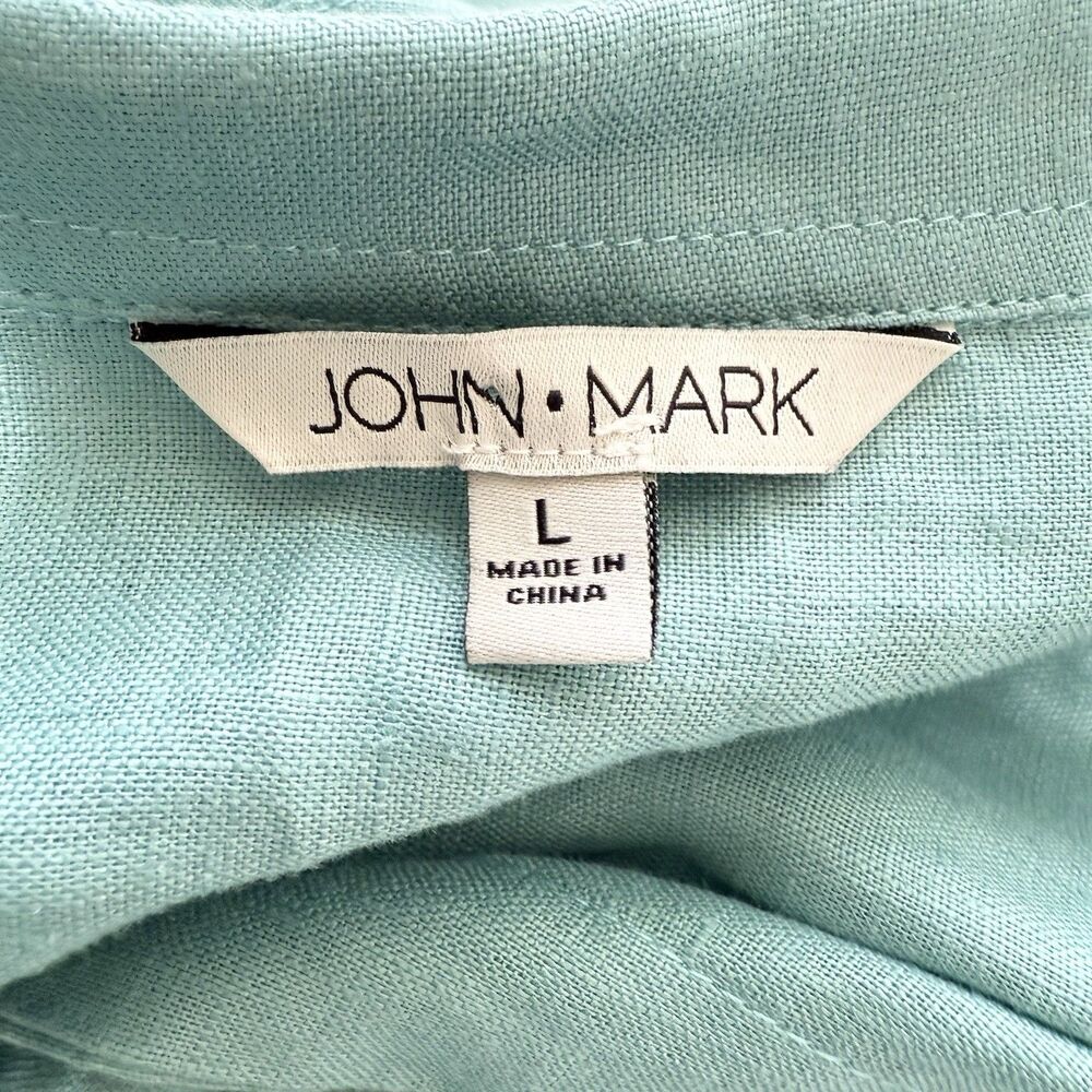 John Mark Green Linen Button Front Tunic Top L Cr… - image 7
